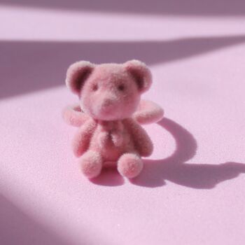 Kids Fluffy Pink Teddy Bear Ring, 2 of 4