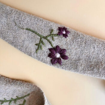 Hand Embroidered Meadow Floral Neck Scarf Gift For Her, 8 of 12