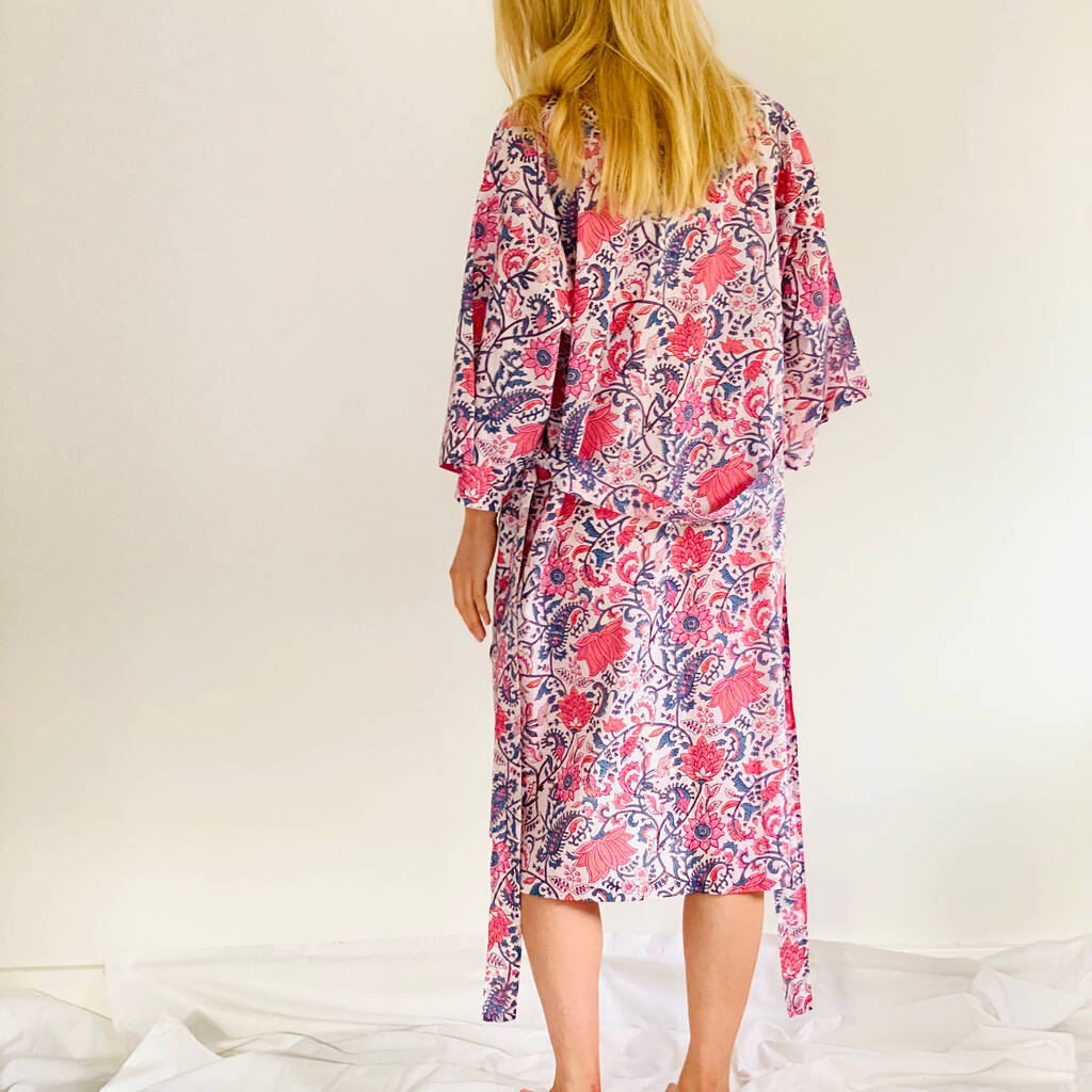 Wrap Kimono In Kathryn Block Print By Caro London