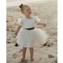 Duchess Satin Tulle Puff Sleeve Flower Girl Dress, thumbnail 5 of 10