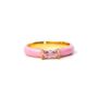 Gold Plated Cz Pink Enamel Stacker Ring, thumbnail 3 of 6