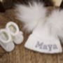 White Embroidered Baby Hat, thumbnail 1 of 6