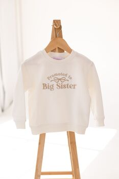 'Promoted To Big Sister' Embroidered Bow Pregnancy Announcement Sweatshirt Jumper, 7 of 7