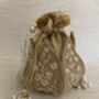 Gold Handcrafted Raw Silk Potli Bag/Wrist Bag, thumbnail 8 of 8