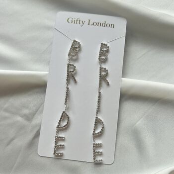 Wifey Silver Bride To Be Dangle Diamante Earrings, 3 of 5