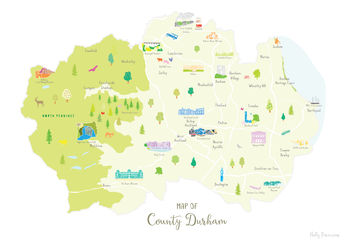 Map Of County Durham Art Print, 7 of 8
