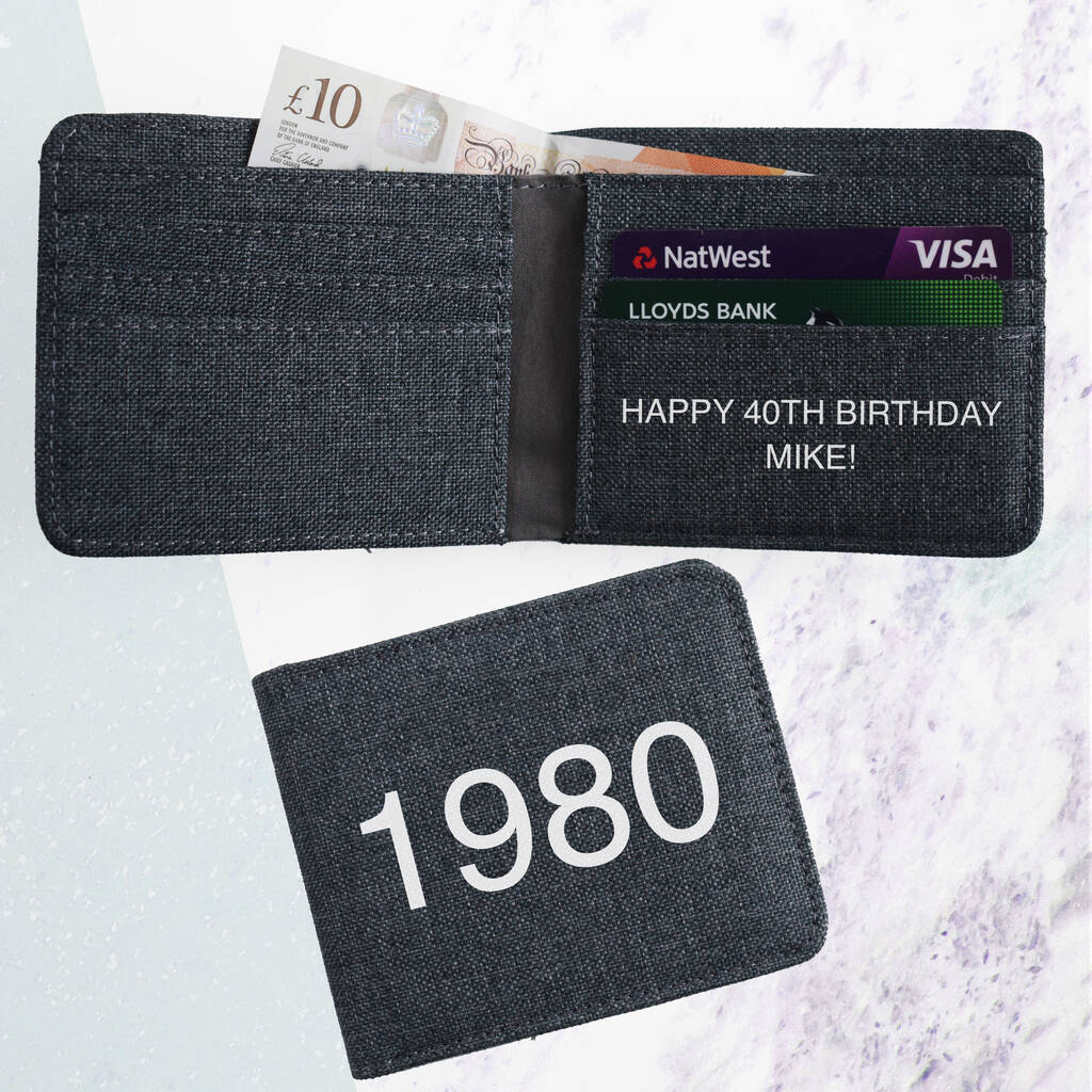 Birthday Year Wallet With Personalised Message By Weasel and Stoat