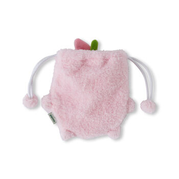 Pink Peach Fluffy Fruit Drawstring Pouch, 2 of 3