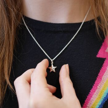 Sterling Silver Origami Star Necklace, 3 of 7