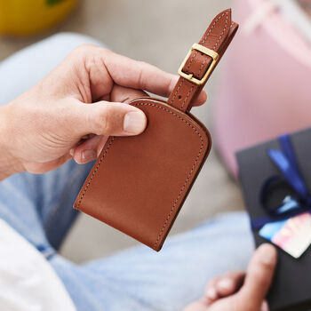 Personalised Luxury Fold Out Leather Luggage Tag, 4 of 8