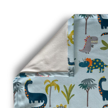 Soft Cosy And Cuddly Kids Toddler Blanket Dinosaur Blue, 5 of 5
