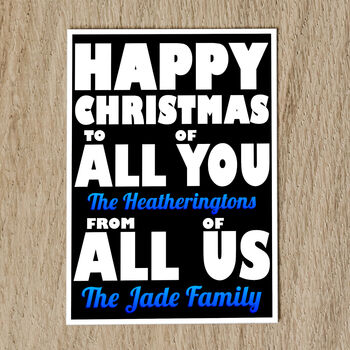 Personalised Family Christmas Card With Names, 3 of 8