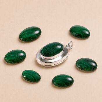 Personalised Sterling Silver Malachite Gemstone Photo Locket Necklace, 3 of 6