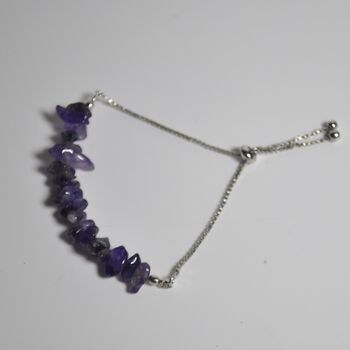 Amethyst Crystal Slider Bracelet Silver Plated Chain, 4 of 5