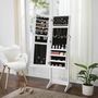 White Full Mirrored Standing Jewelry Cabinet Armoire, thumbnail 1 of 6