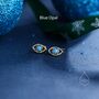 Moonstone Or Opal Eye Stud Earrings In Sterling Silver, thumbnail 7 of 12