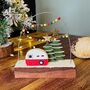 Personalised Christmas Caravan With Light On Block, thumbnail 2 of 3