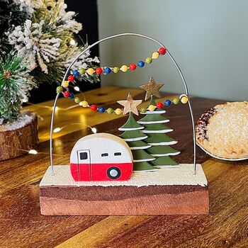 Personalised Christmas Caravan With Light On Block, 2 of 3