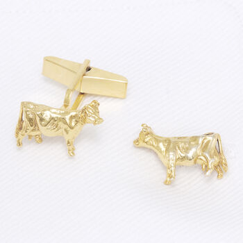 Cow Cufflinks 18ct Gold On Silver, 3 of 3