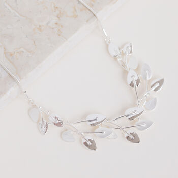 Silver Colour Small Leaf Necklace, 3 of 3