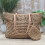 Rattan Shoulder Bag With Purse In Beige, thumbnail 1 of 2