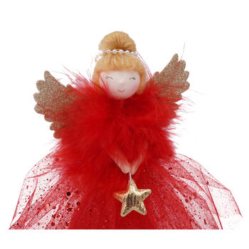 Small Light Up Red Angel Christmas Tree Topper, 5 of 8