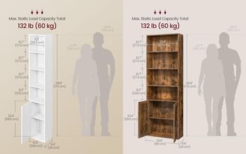 Six Tier Bookcase Tall Bookshelf With Door, 2 of 6