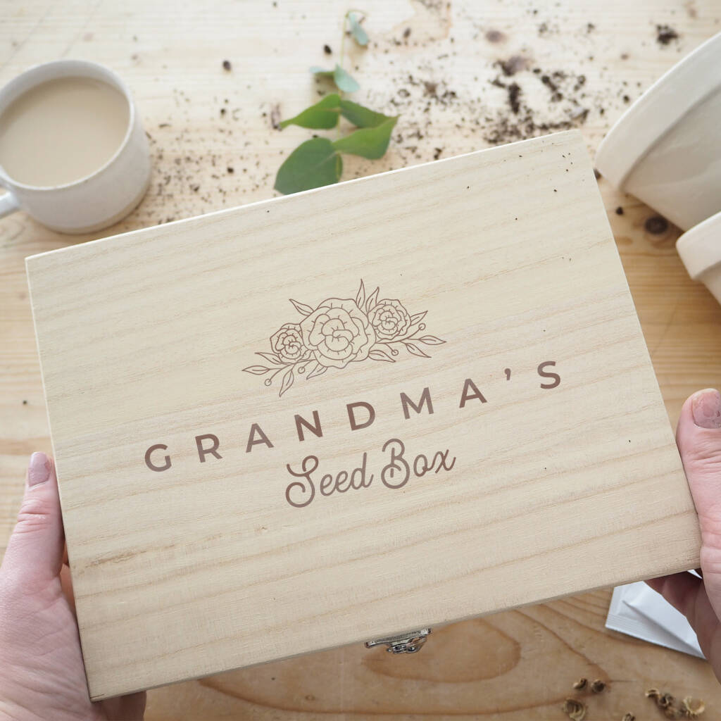 Personalised Wooden Seed Box For Grandparents, 1 of 3