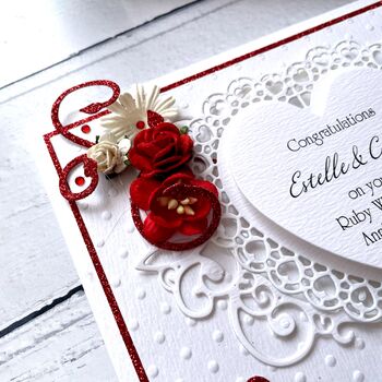 Handmade Ruby Wedding Anniversary Card, 3 of 7