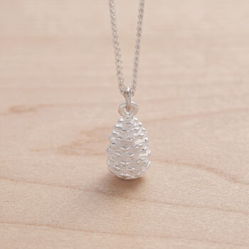 Pine Cone Solid Silver Necklace, 2 of 6