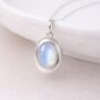 Personalised Sterling Silver Rainbow Moonstone Gemstone Locket Necklace With Photos, thumbnail 2 of 9