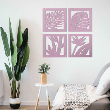 Quadrant Foliage: Four Panel Wooden Leaves Wall Art, 6 of 11