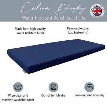 Navy Blue Water Resistant Garden Bench Seat Pad, 4 of 5
