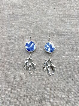 Sea Pottery And Sterling Silver Coral Earrings, 2 of 4