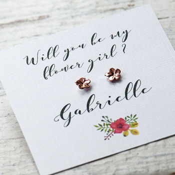Personalised Will You Be My Flower Girl Stud Earrings, 2 of 12