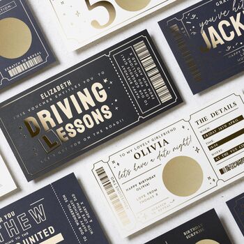 Gold Foil Driving Lessons Birthday Voucher, 9 of 9