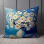 Sunlit Daisies In Blue Hand Made Poly Linen Cushions, thumbnail 6 of 9