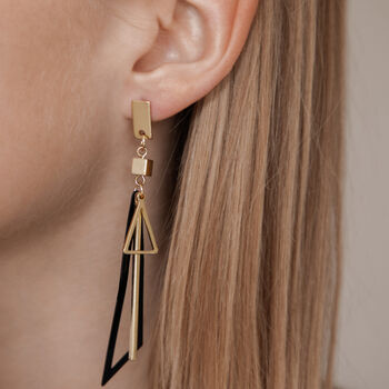 Long Triangle Geometric Drop Earrings In Colours, 2 of 6