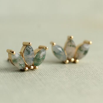 Moss Agate Lotus Studs, 5 of 7