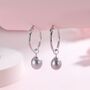 Natural Freshwater Pearl Huggie Hoop Earrings In Sterling Silver, thumbnail 4 of 11