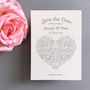 Heart Vintage Style Save The Date Card, thumbnail 1 of 9