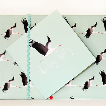 Blue Stork Baby Boy Greetings Card, 4 of 5