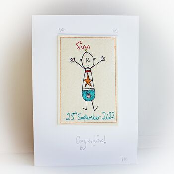 Personalised New Baby Card, Embroidered, 3 of 6