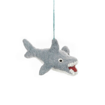 Handmade Felt Sheldon The Shark Hanging Decoration, 3 of 3