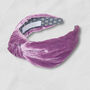 Luxurious Silk Velvet Headband In Antique Purple, thumbnail 1 of 3