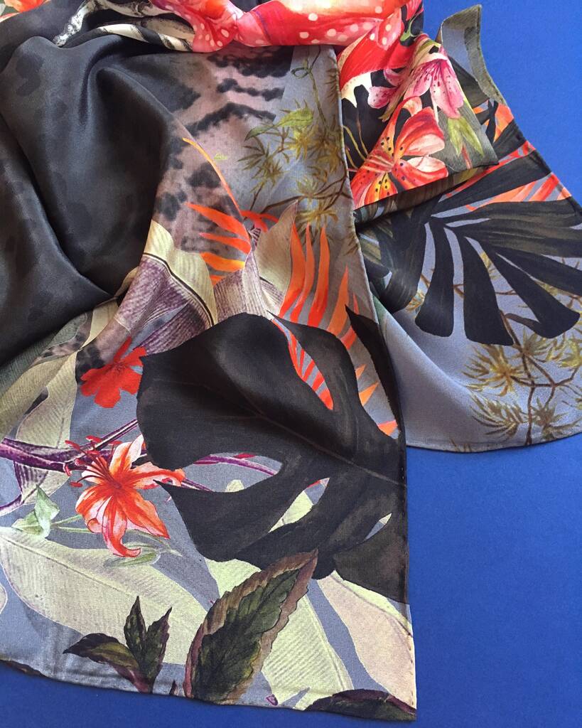alice acreman silks 'entwined silk' illustrated scarf by alice acreman ...