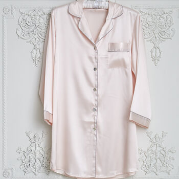 Personalised Embroidered Pink Silky Satin Nightshirt, 2 of 5