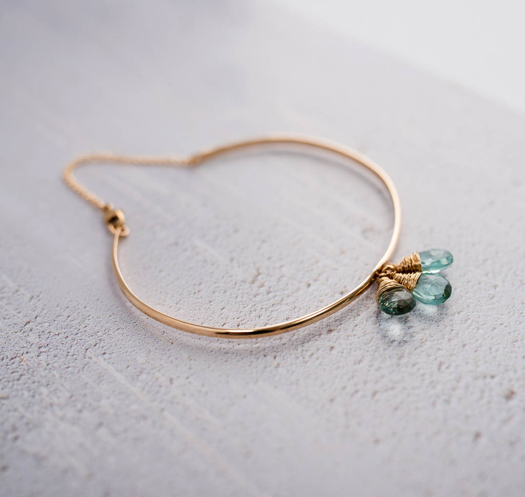 Aquamarine Quartz Three Stone Bangle By Sarah Hickey ...