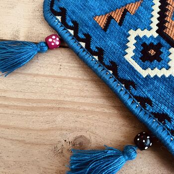 Handmade Azure Blue Kilim Weave Shoulder Bag Boho, 4 of 8