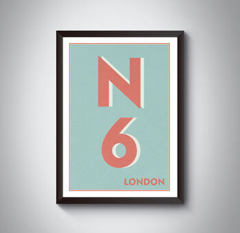 N6 Camden, Harringay London Postcode Print, 7 of 10
